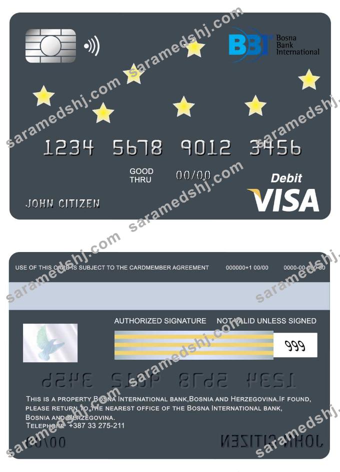Bosnia and Herzegovina Bosna International bank visa card